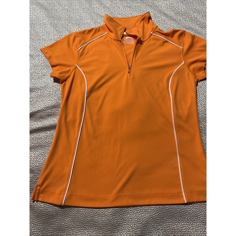 Slazenger Womens Fluorescent Orange 1/4 Zip Golf Polo Shirt Size Medium